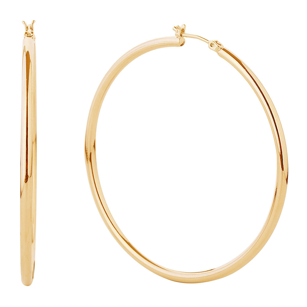14K Gold -Dipped Pin Catch Hoop Earrings on Gold | 2.4" | Swimsuit Competition-Any Occasion | 676578