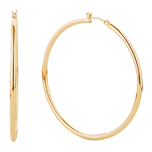 14K Gold -Dipped Pin Catch Hoop Earrings on Gold | 2.4" | Swimsuit Competition-Any Occasion | 676578