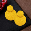 Yellow Swirl Double Raffia Link Pageant Earrings | Fun Fashion Earrings