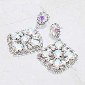 AB Oval Marquise Stone Cluster Rhinestone Statement Earrings – Glam Evening & Pageant Jewelry |  537242