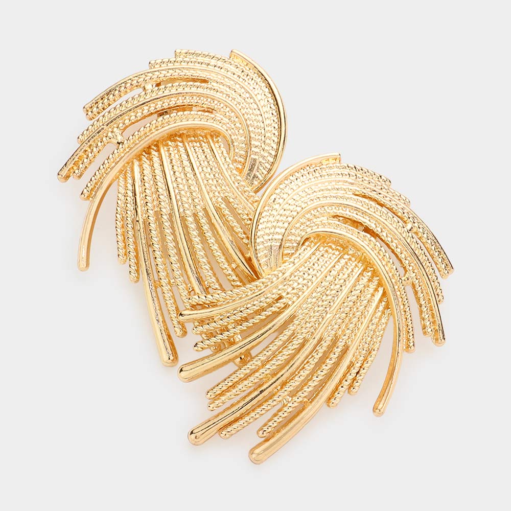Abstract Gold Metal Clip On Earrings | Clip On Pageant Earrings | Interview Earrings | Clip Earrings
