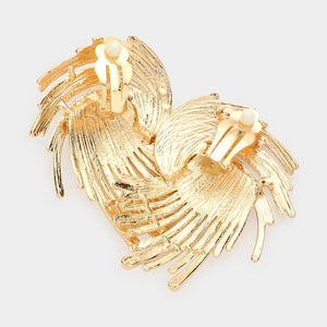 Abstract Gold Metal Clip On Earrings Back