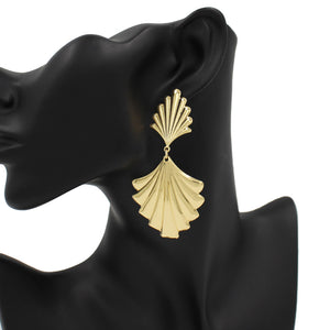 Abstract Gold Metal Dangle Earrings Close Up