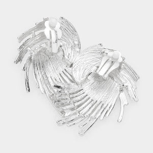 Abstract Silver Metal Clip On Earrings Back