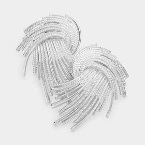 Abstract Silver Metal Clip On Earrings | Clip On Pageant Earrings | Interview Earrings | Clip Earrings