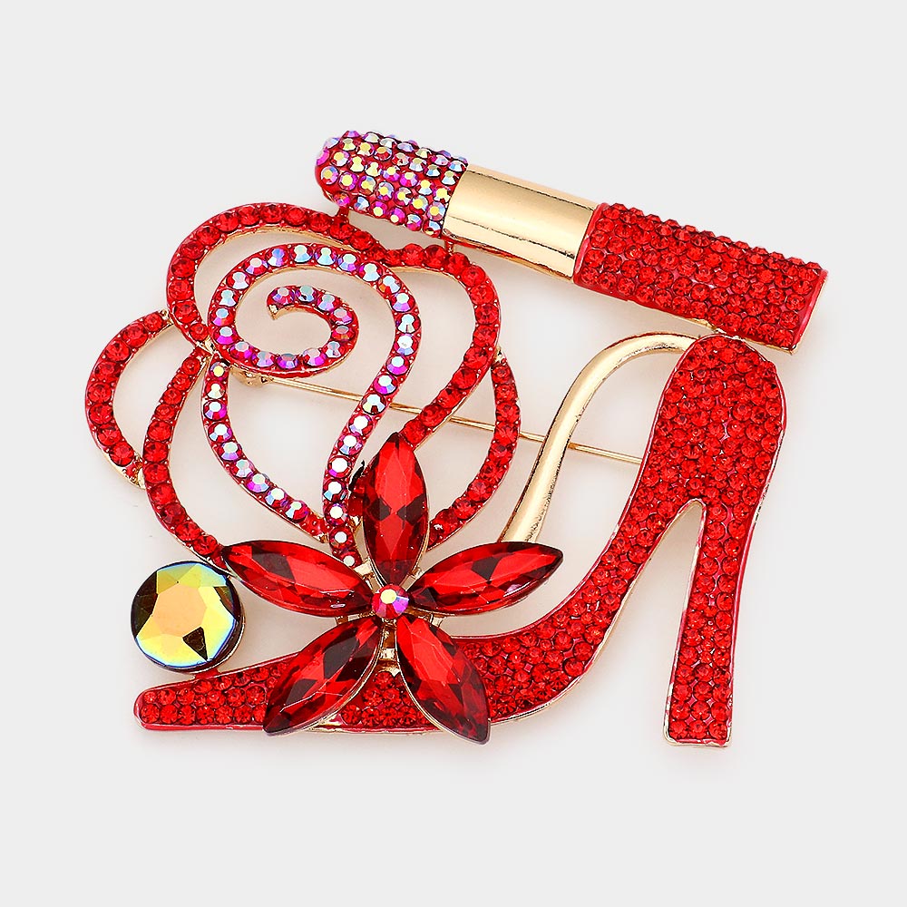 Red Rhinestone Pageant Sash Pin | Sash Brooch | Sash Pin Styles