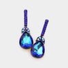Blue Teardrop and Rhinestone Dangle Earrings | Pageant Earrings | Interview Earrings 