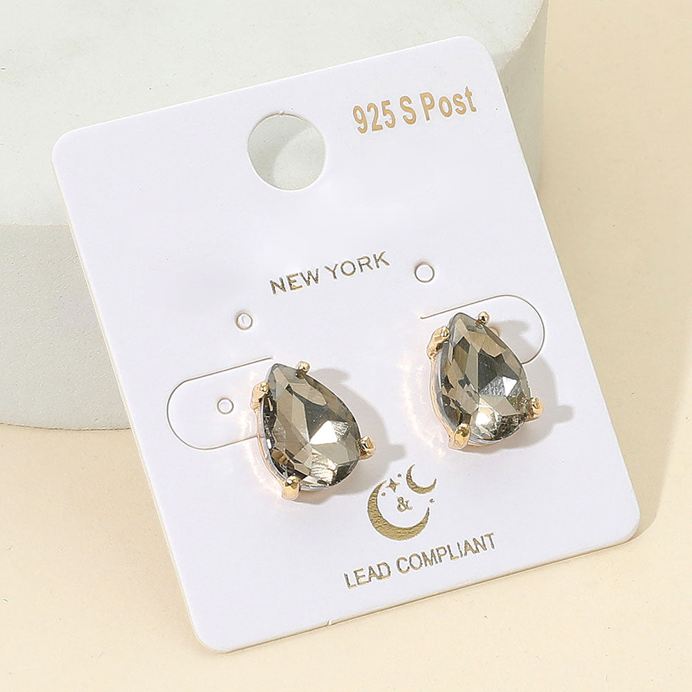 Pair of Black Diamond  teardrop earrings on a branded card with 'New York' text.