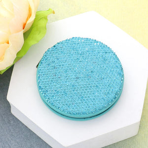 Bling Round Compact Mirror Aqua