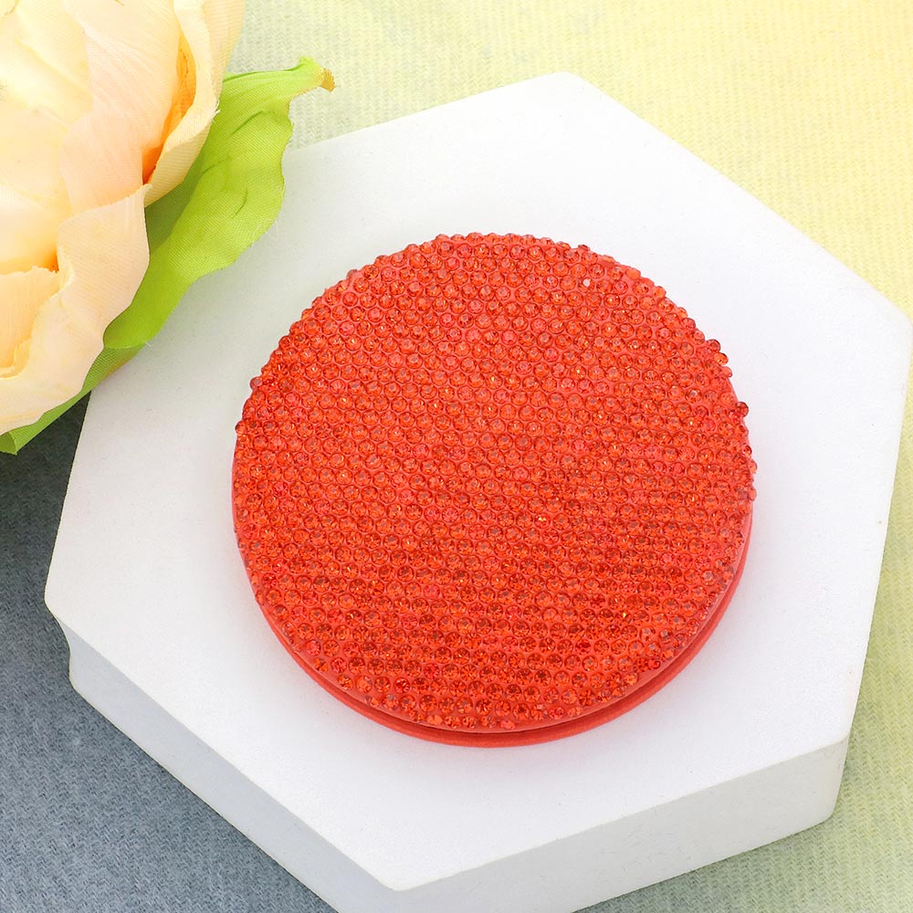 Bling Round Compact Mirror Orange