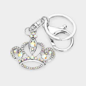 Bling Crown Keychain AB on Silver