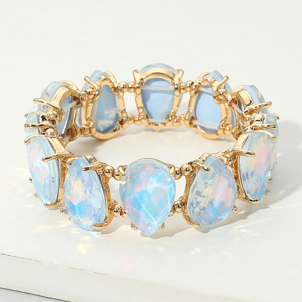 Blue Opal Teardrop Fun Fashion Stretch Bracelet  | Outfit of Choice Jewelry