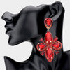 Red Multi Teardrop Large Clip On Dangle Earrings | Pageant Earrings
