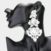 Long Clear Multi Stone Statement Clip On Earrings | Pageant Earrings