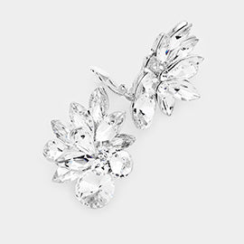 Clear Crystal Leaf Clip On Stud Earrings