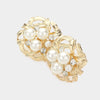 Cream Pearl with Gold Metal Clip On Earrings | wedding earrings
