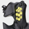 Yellow Multi Teardrop Clip On Chandelier Earrings  | Prom Jewelry