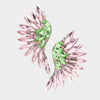 Pink & Green Crystal Marquise Stone Wing Clip On Earrings 