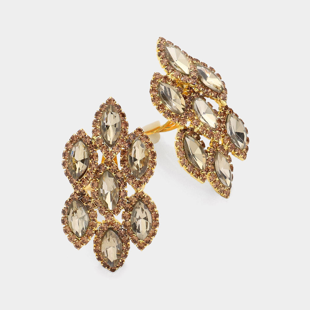 Topaz Marquise Stone Clip On Pageant Earrings | Prom Earrings