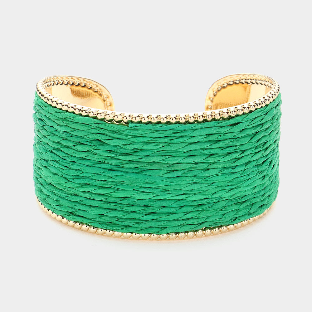 Green Fun Fashion Raffia Cuff Pageant Bracelet | Green Fun Fashion Accessories