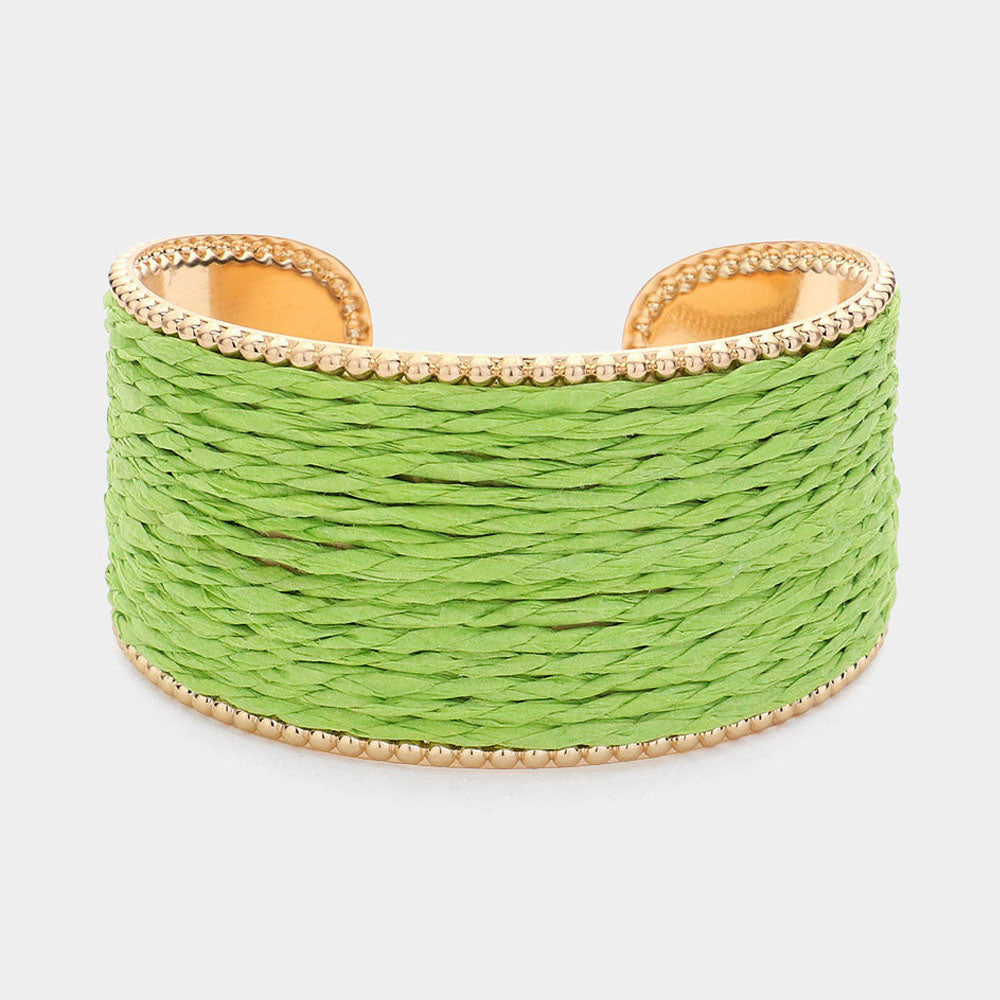 Green Fun Fashion Raffia Cuff Pageant Bracelet | Green Fun Fashion Accessories