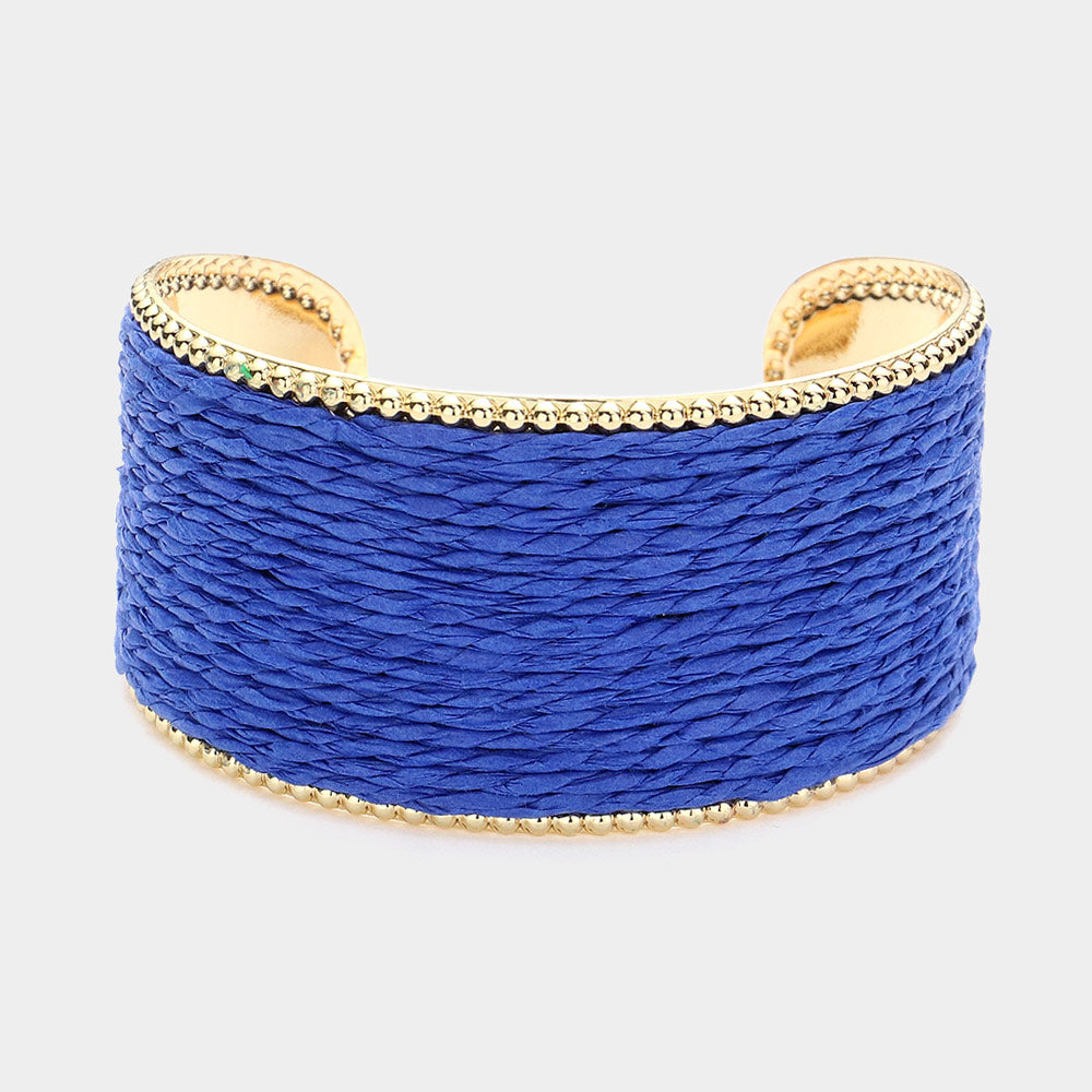 Royal Blue Fun Fashion Raffia Cuff Pageant Bracelet | Royal Blue Fun Fashion Accessories
