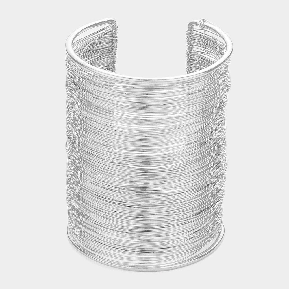 Wide Silver Metal Wire Cuff Bracelet | Pageant Jewelry | Evening Jewelry