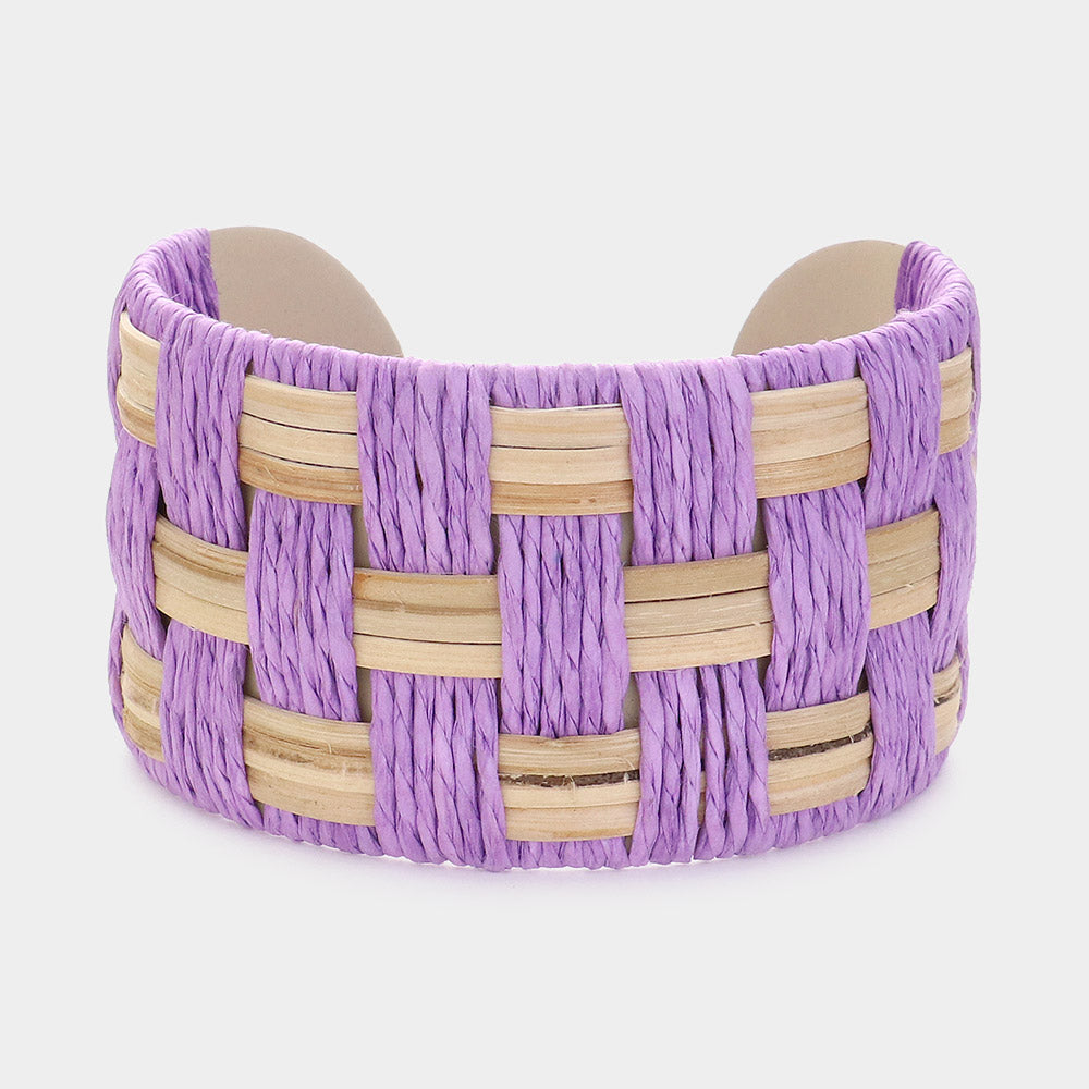 Lavender Raffia Weave Fun Fashion Cuff Bracelet | Outfit of Choice Jewelry