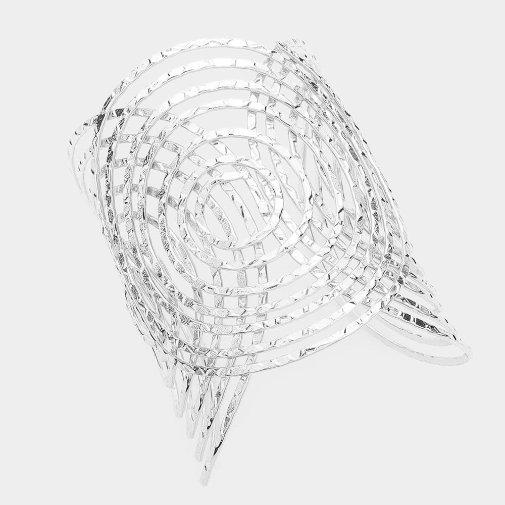 Swirl Silver Metal Cuff Bracelet | Pageant Jewelry