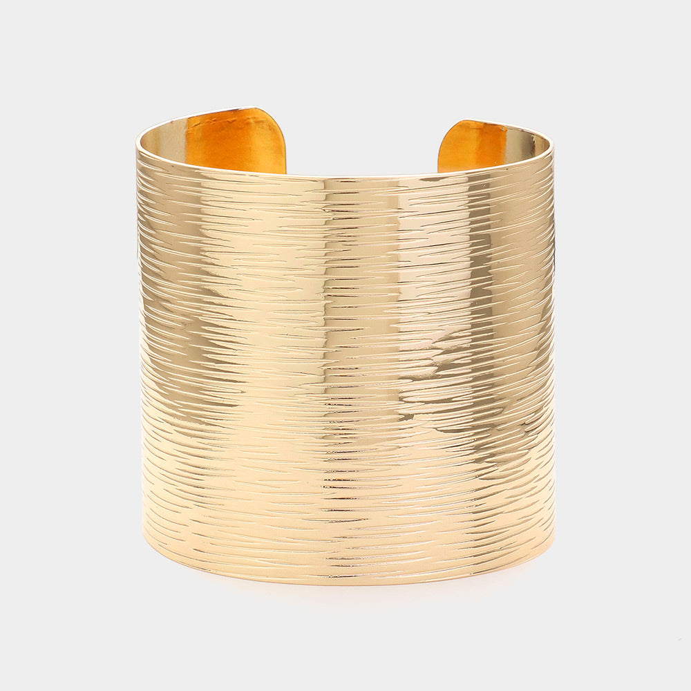 Textured Gold Metal Cuff Bracelet