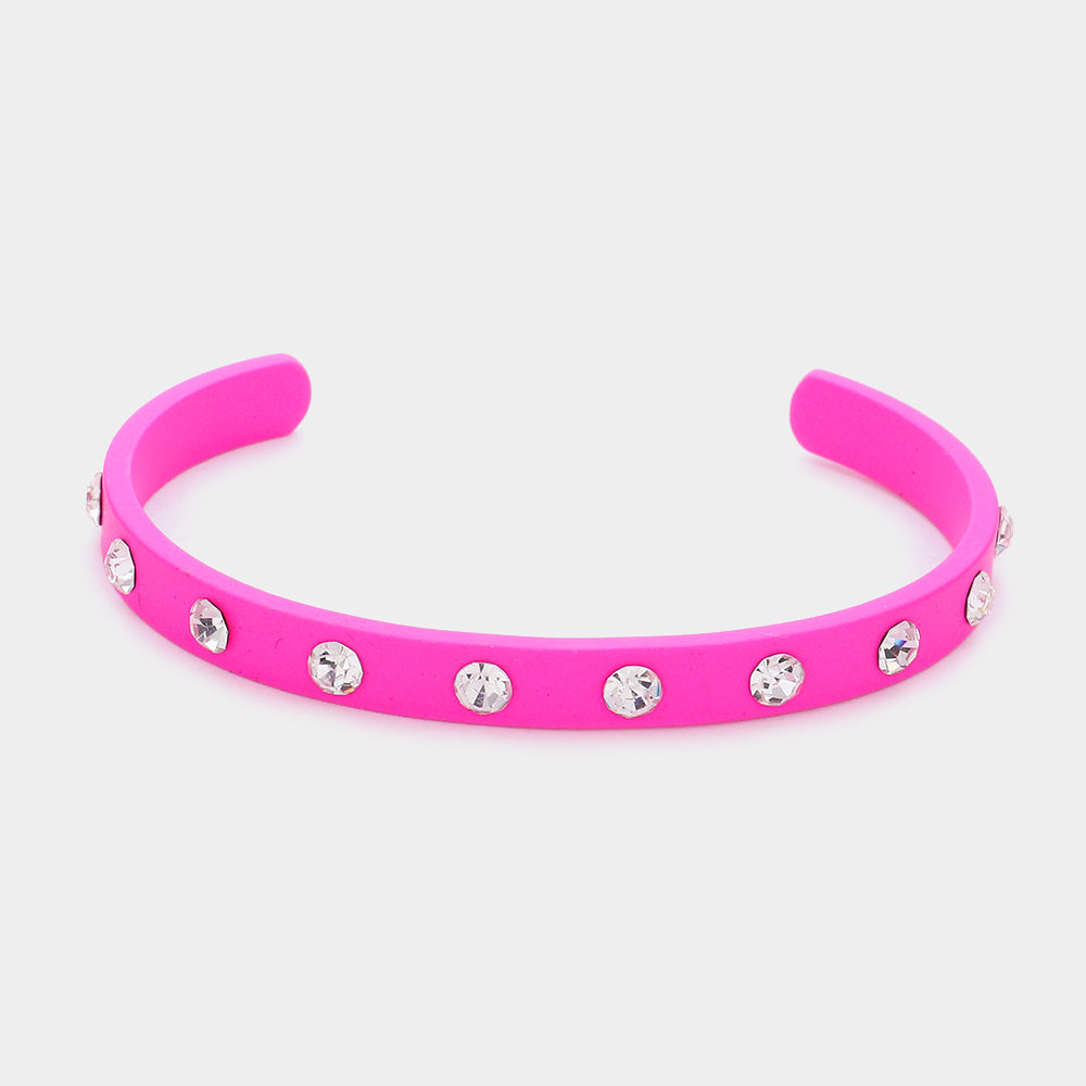Fuchsia Studded Fun Fashion Cuff Bracelet | Outfit of Choice Jewelry