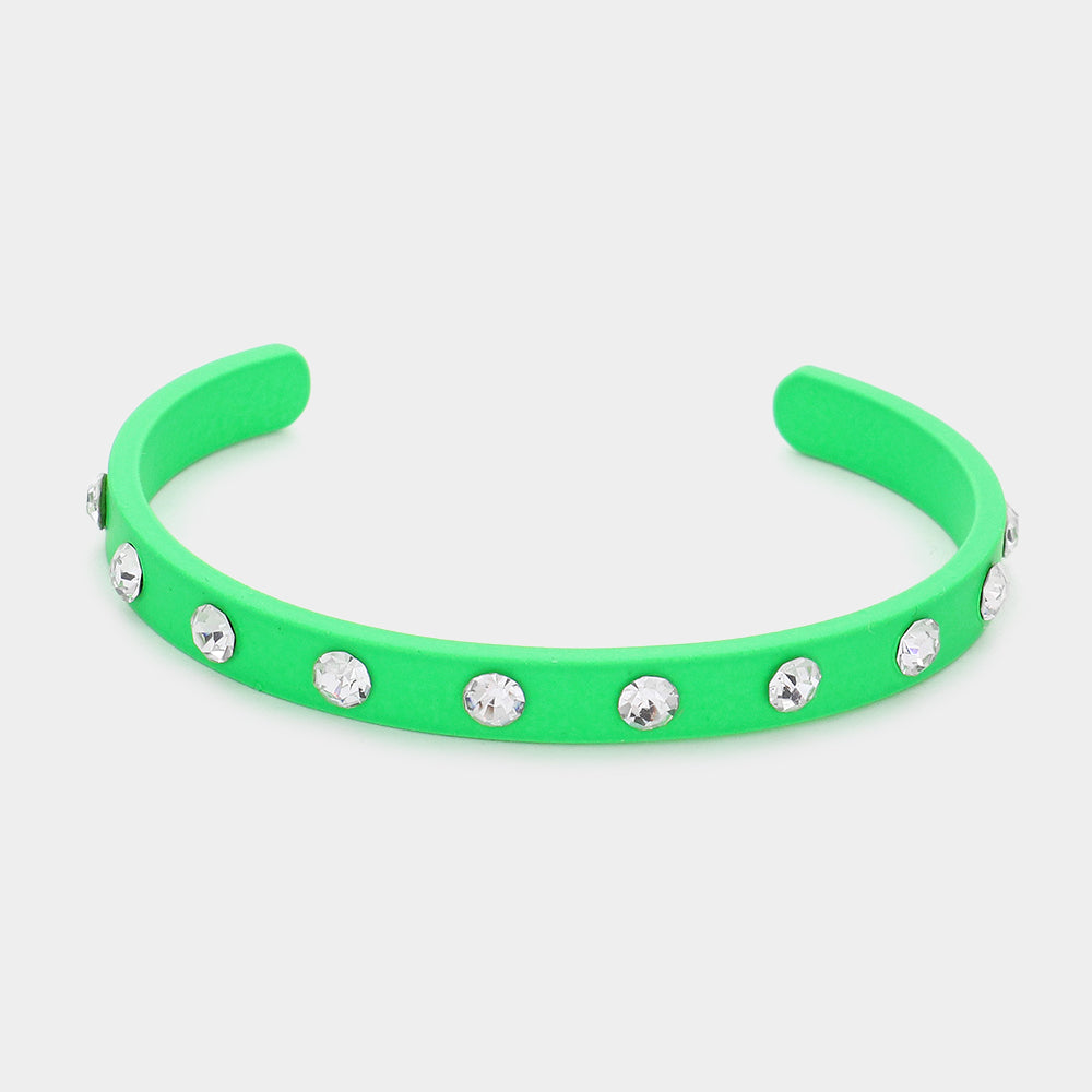 Neon Green Studded Fun Fashion Cuff Bracelet | Outfit of Choice Jewelry