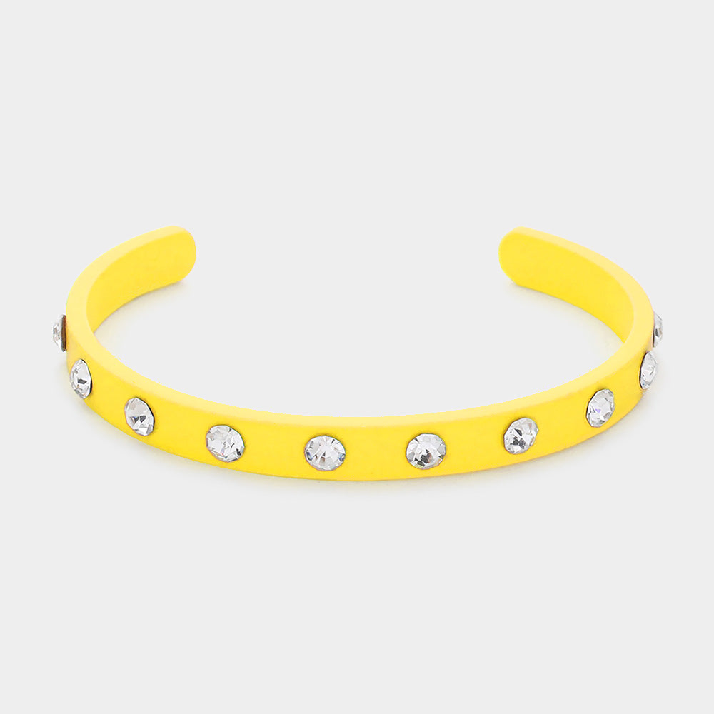 Yellow Studded Fun Fashion Cuff Bracelet | Outfit of Choice Jewelry