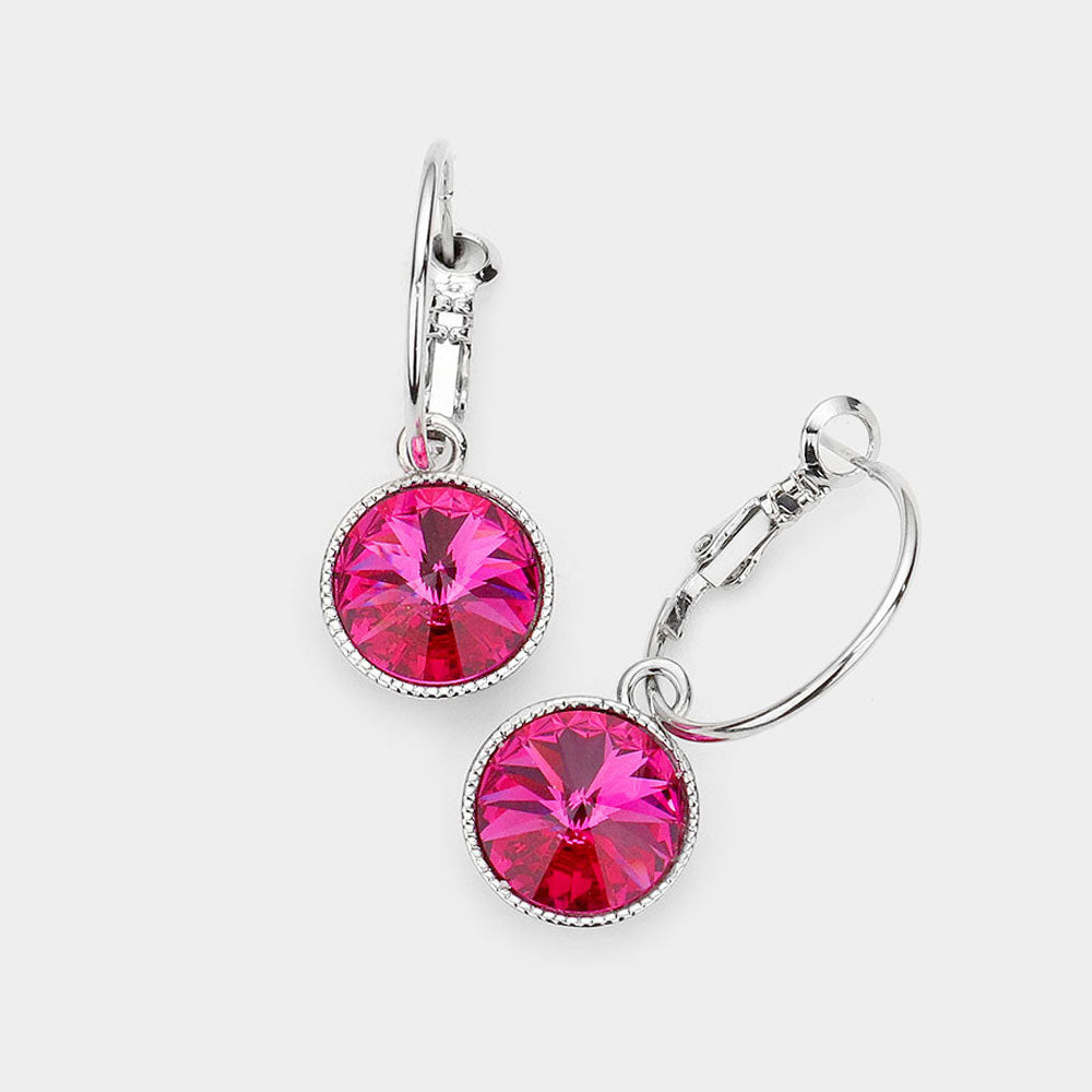 Small Fuchsia Genuine Austrian Crystal Drop Earrings | 0.4" x 0.8"