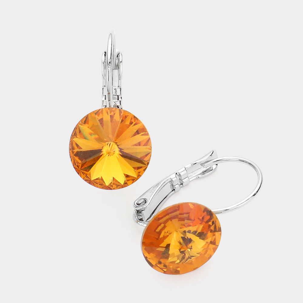 Small Topaz Genuine Austrian Crystal Drop Earrings | 0.4" x 0.8"