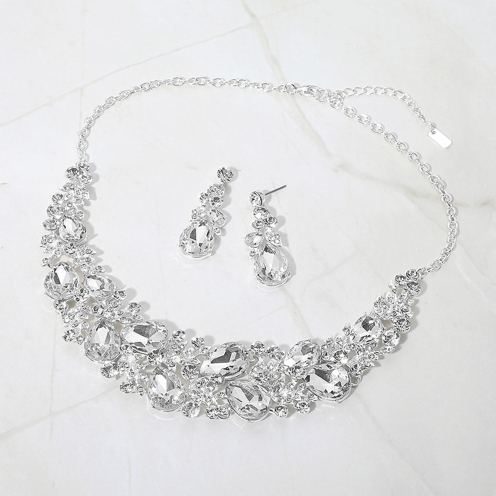 Clear Teardrop Stone Cluster Leaf Branch Pageant & Prom  display picture 3