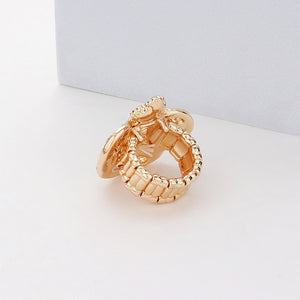 Crystal Embellished Crown Stretch Ring on gold back view