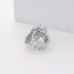 Crystal Embellished Crown Stretch Ring on silver back view