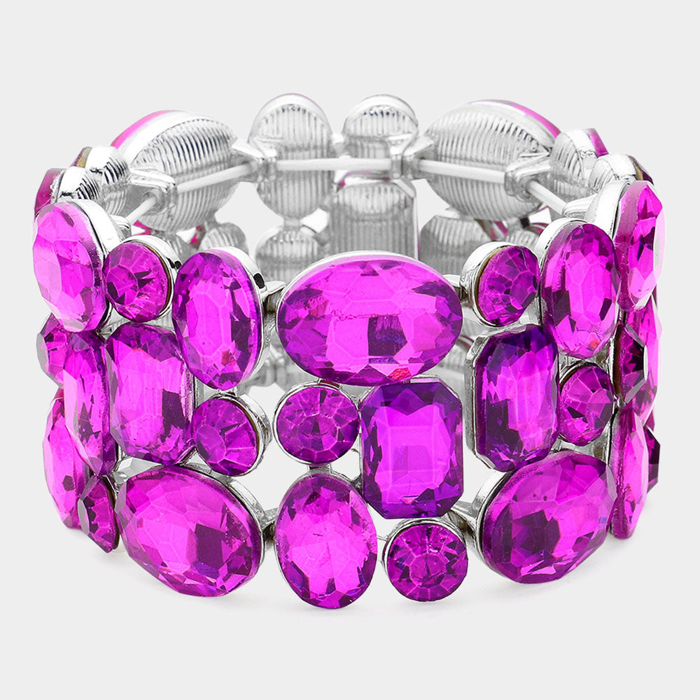 Purple Crystal Stretch Pageant Bracelet