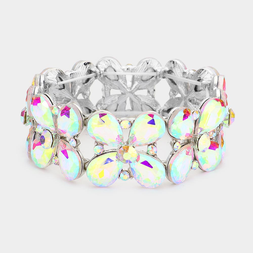 AB Crystal Teardrop Pageant Stretch Bracelet | Evening Bracelet |  563700