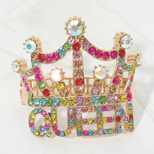Queen Message Crown Hinged Bracelet | EVB0156