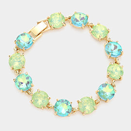 Mint/Light Green Round Stone Link Pageant Bracelet | Evening Bracelet