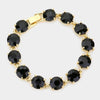 Black Round Stone Link Pageant Bracelet | Evening Bracelet