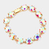 AB Round Stone Link Pageant Bracelet on Gold | Evening Bracelet