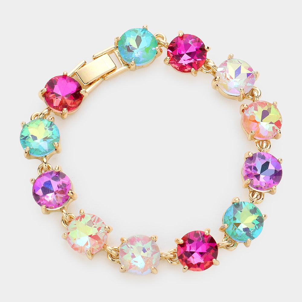Multi Color Crystal Bracelets Multi Color Chunky Bracelets Multi Color Statement Bracelets L M Bling lmbling