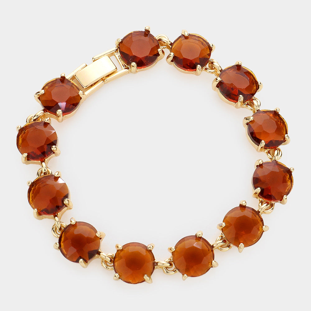 Topaz Round Stone Link Pageant Bracelet  | Evening Bracelet