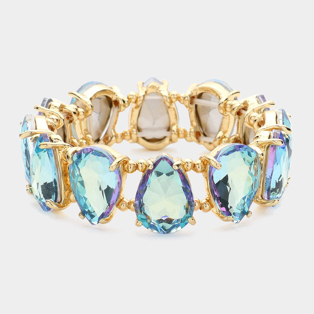Aqua AB Teardrop Fun Fashion Stretch Bracelet | Outfit of Choice Jewelry
