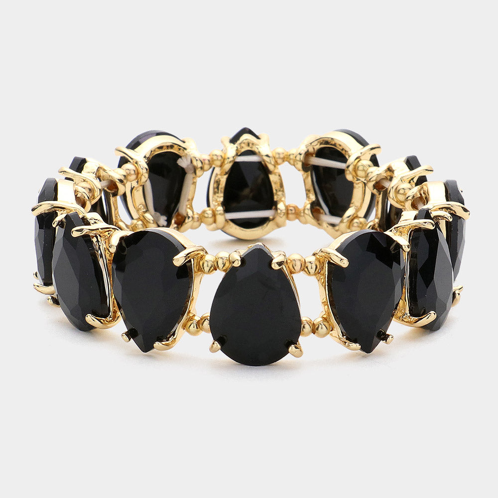 Black Teardrop Fun Fashion Stretch Bracelet | Outfit of Choice Jewelry