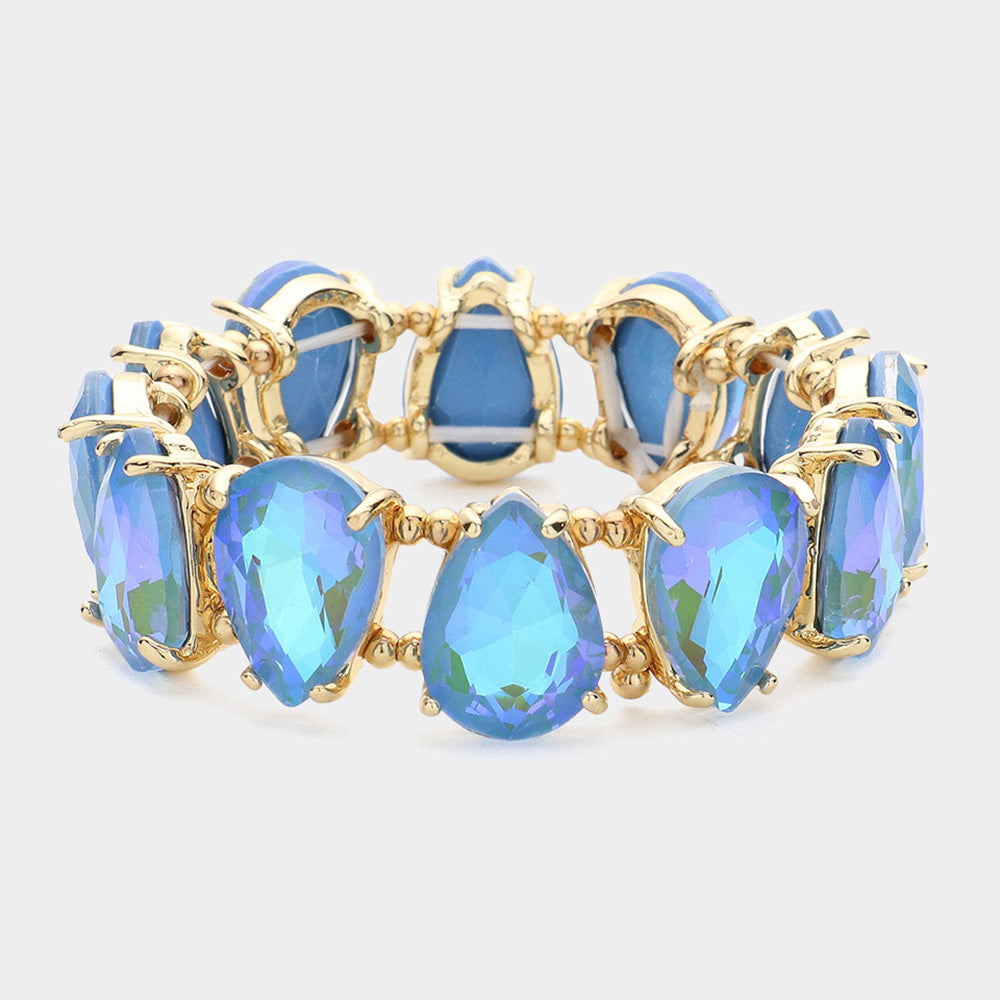 Blue AB Teardrop Fun Fashion Stretch Bracelet | Outfit of Choice Jewelry