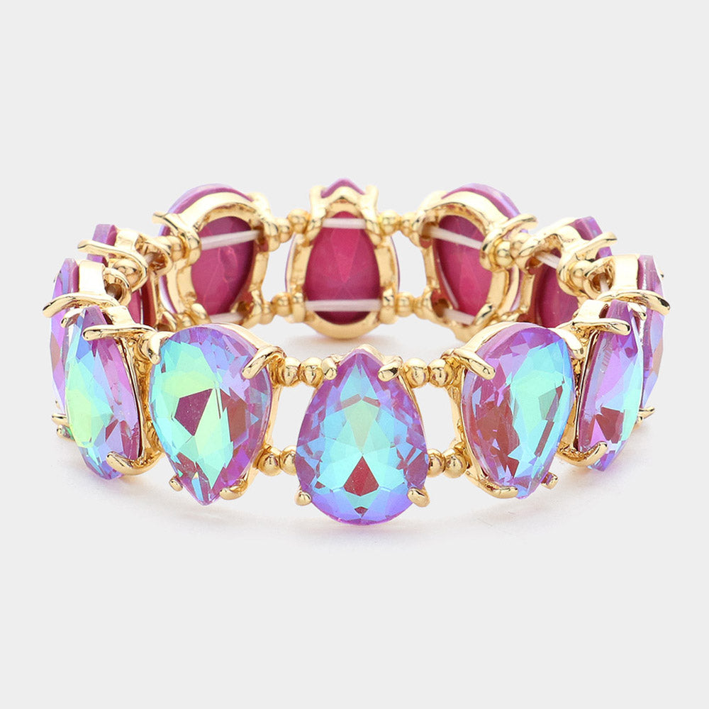 Purple AB Teardrop Fun Fashion Stretch Bracelet | Outfit of Choice Jewelry